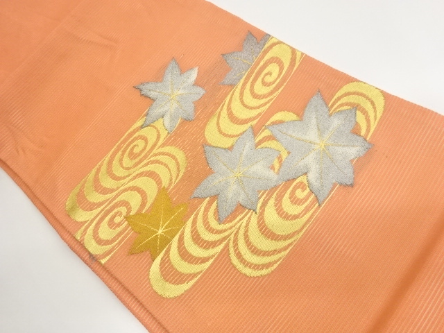 JAPANESE NAGOYA OBI FOR SUMMER / WOVEN MAPLE LEAVES